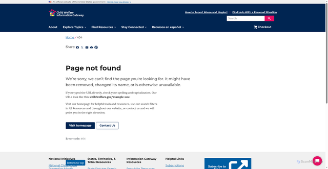 Security scan screenshot of https://www.childwelfare.gov/