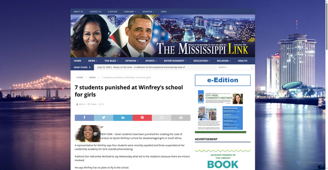 Security scan screenshot of https://themississippilink.com/news/7-students-punished-at-winfreys-school-for-girls/
