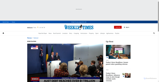 Security scan screenshot of https://www.weeklytimesnow.com.au/news/national/todays-news-headlines-body-believed-to-be-missing-hiker-lily-hooper-found/video/e626023ebabc2d17bad0bac35144085e