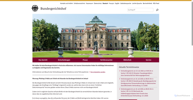 Security scan screenshot of https://www.bundesgerichtshof.de