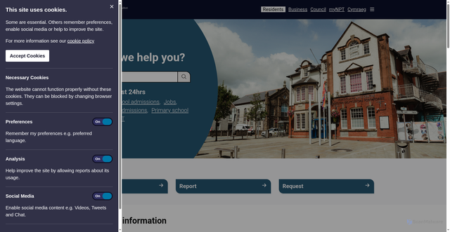 Security scan screenshot of https://www.npt.gov.uk/