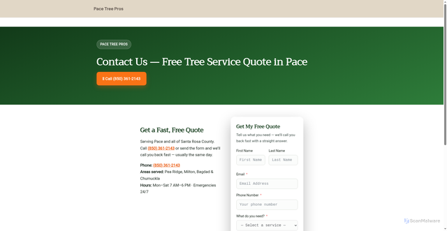 Security scan screenshot of https://pacetreepros.com/?p=12