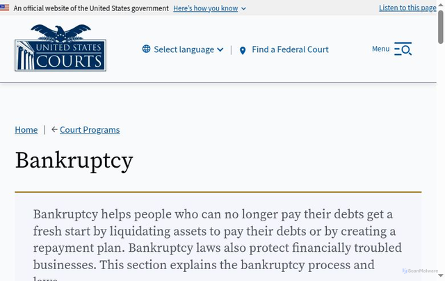 Security scan screenshot of https://www.uscourts.gov/court-programs/bankruptcy