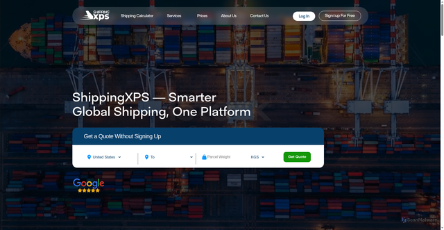 Security scan screenshot of https://shippingxps.com