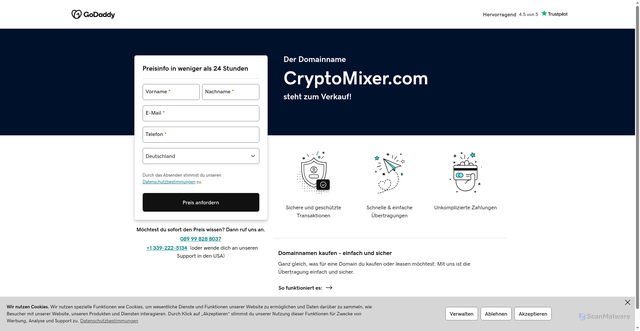 Security scan screenshot of https://cryptomixer.com/
