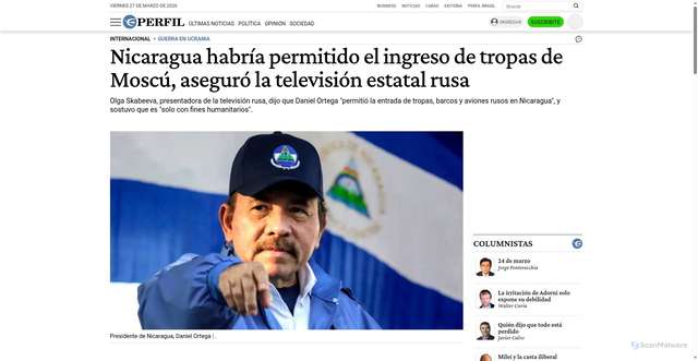 Security scan screenshot of https://www.perfil.com/noticias/internacional/nicaragua-habria-permitido-el-ingreso-de-tropas-de-moscu-aseguro-la-television-estatal-rusa.phtml