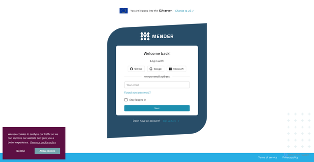 Security scan screenshot of https://eu.hosted.mender.io