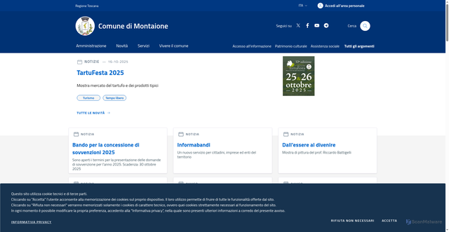 Security scan screenshot of https://www.comune.montaione.fi.it/