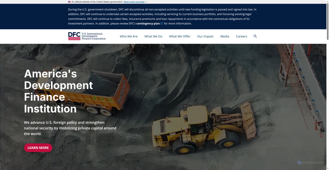 Security scan screenshot of https://www.dfc.gov/