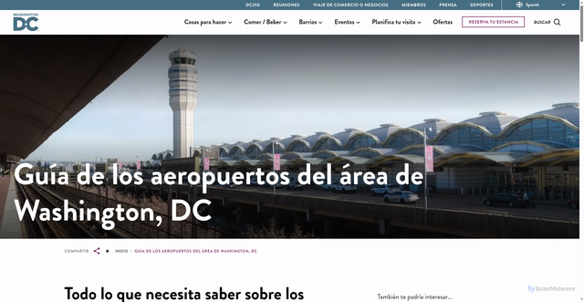 Security scan screenshot of https://es.washington.org/DC-guide-to/washington-dc-airports