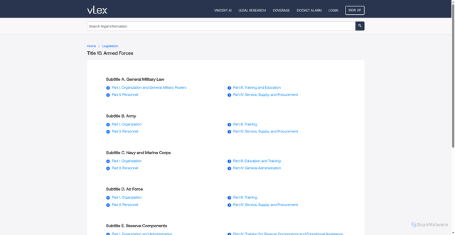 Security scan screenshot of https://us.vlex.com/source/us-code-14108/chapter/title-10-armed-forces-413105975