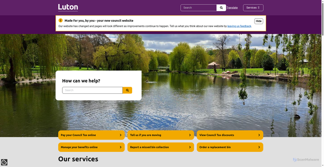 Security scan screenshot of https://www.luton.gov.uk/