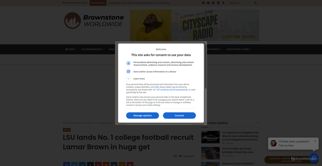 Security scan screenshot of https://www.brownstoneworldwide.com/lsu-lands-no-1-college-football-recruit-lamar-brown-in-huge-get/