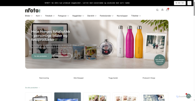 Security scan screenshot of https://nfoto.no/?utm_source=nfoto.no&utm_medium=email&utm_campaign=1746285b8b-EMAIL_CAMPAIGN_2026_09_15_01_22&utm_content=logo&utm_term=0_-1746285b8b-4832893&mc_cid=1746285b8b&mc_eid=UNIQID
