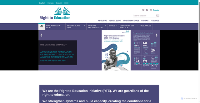 Security scan screenshot of https://right-to-education.org
