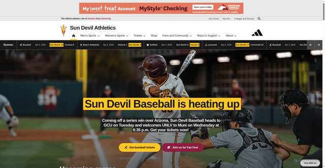 Security scan screenshot of https://sundevils.com