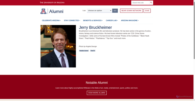 Security scan screenshot of https://alumni.arizona.edu/notable-alumni/jerry-bruckheimer