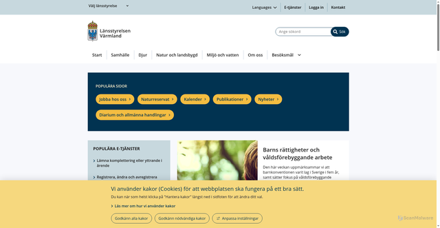 Security scan screenshot of https://www.lansstyrelsen.se/varmland