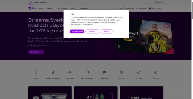 Security scan screenshot of https://telia.com