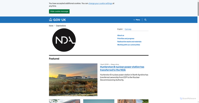 Security scan screenshot of http://www.nda.gov.uk