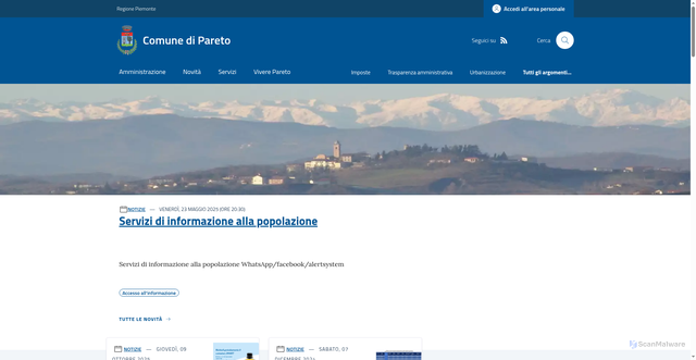 Security scan screenshot of https://www.comune.pareto.al.it/