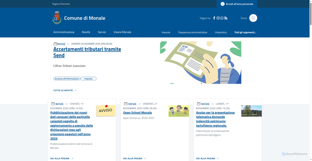 Security scan screenshot of https://www.comune.monale.at.it/