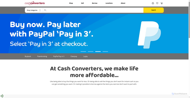Security scan screenshot of https://cashconverters.co.uk
