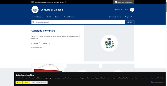 Security scan screenshot of https://www.comune.villesse.go.it