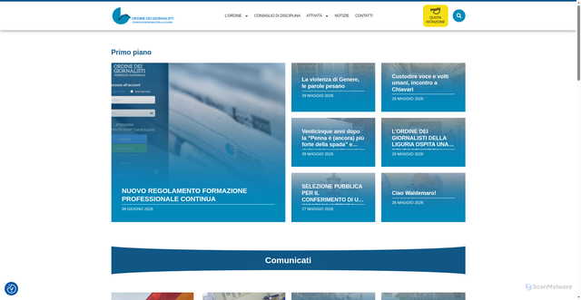 Security scan screenshot of https://www.ordineliguregiornalisti.org