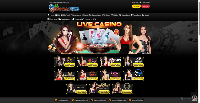 Security scan screenshot of https://nodexbansos188.com/desktop/game/livecasino/pragmaticplay