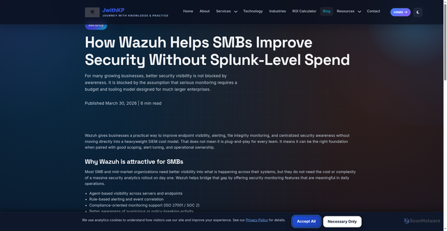 Security scan screenshot of https://jwithkp-website.pages.dev/blog-wazuh-security-smb