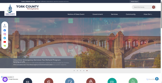 Security scan screenshot of https://yorkcountypa.gov/