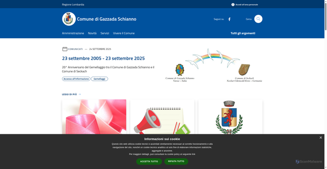 Security scan screenshot of https://www.comune.gazzada-schianno.va.it/it