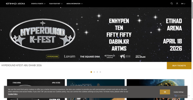 Security scan screenshot of https://www.etihadarena.ae/