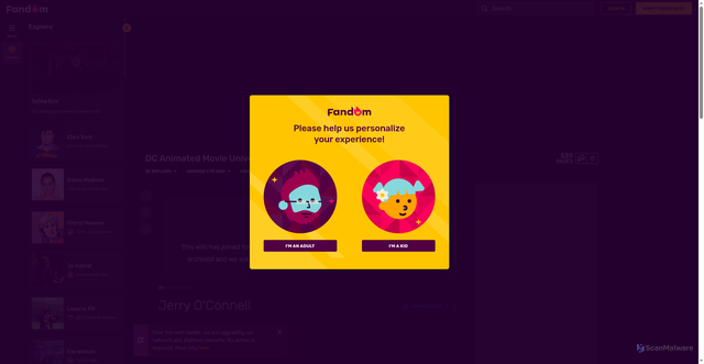 Security scan screenshot of https://dcanimatedmovieuniverse.fandom.com/wiki/Jerry_O%27Connell