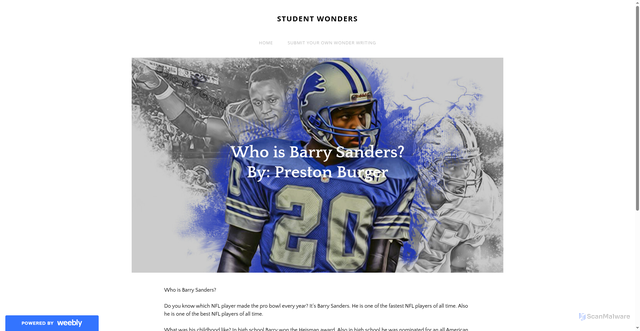 Security scan screenshot of https://studentwonders2.weebly.com/who-is-barry-sanders.html