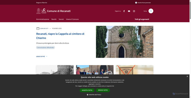 Security scan screenshot of https://www.comune.recanati.mc.it