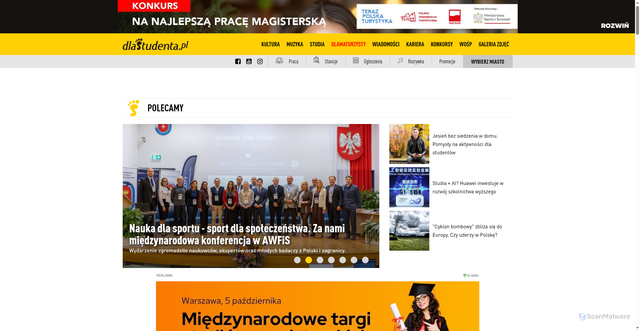 Security scan screenshot of https://dlastudenta.pl