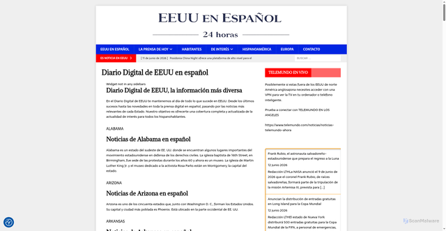 Security scan screenshot of https://www.eeuu24horas.com/
