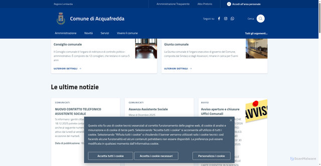 Security scan screenshot of https://www.comune.acquafredda.bs.it/