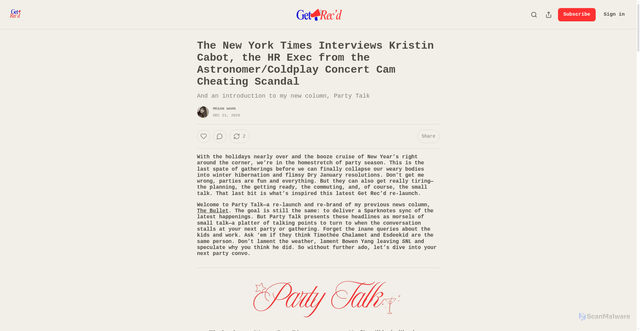 Security scan screenshot of https://meganwahn.substack.com/p/astronomer-coldplay-concert-camera-woman-kristin-cabot