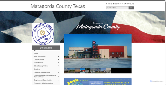 Security scan screenshot of https://www.matagordatx.gov/