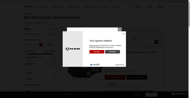 Security scan screenshot of https://www.ramtrucks.com/new-inventory.ram_1500.html