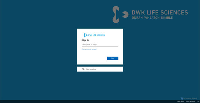 Security scan screenshot of https://dwklifesciences.sharepoint.com