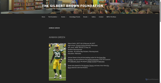 Security scan screenshot of https://gilbertbrownfoundation.org/ahman-green/