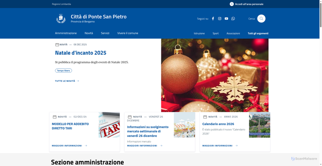 Security scan screenshot of https://www.comune.pontesanpietro.bg.it/home/index.html