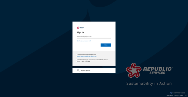 Security scan screenshot of https://republicservices.my.salesforce.com