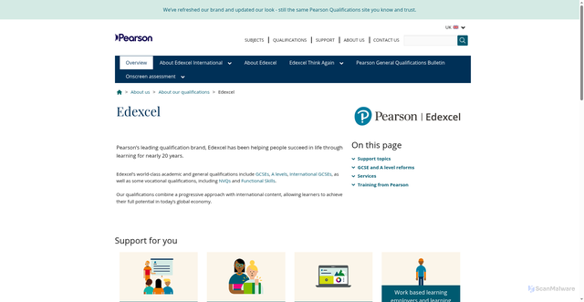 Security scan screenshot of https://qualifications.pearson.com/en/about-us/qualification-brands/edexcel.html