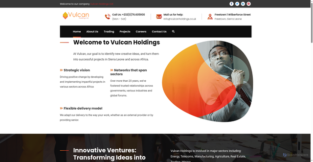 Security scan screenshot of https://www.vulcanholdings.co.uk/