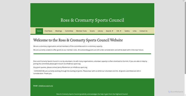 Security scan screenshot of https://www.ross-sport.org/